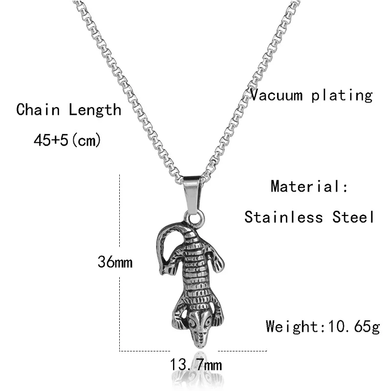 

Stainless Steel Crocodile Shape Pendant Necklace For Women Men Clavicle Chain 2020 Trend Gothic Punk Hip Hop Jewelery Party Gift