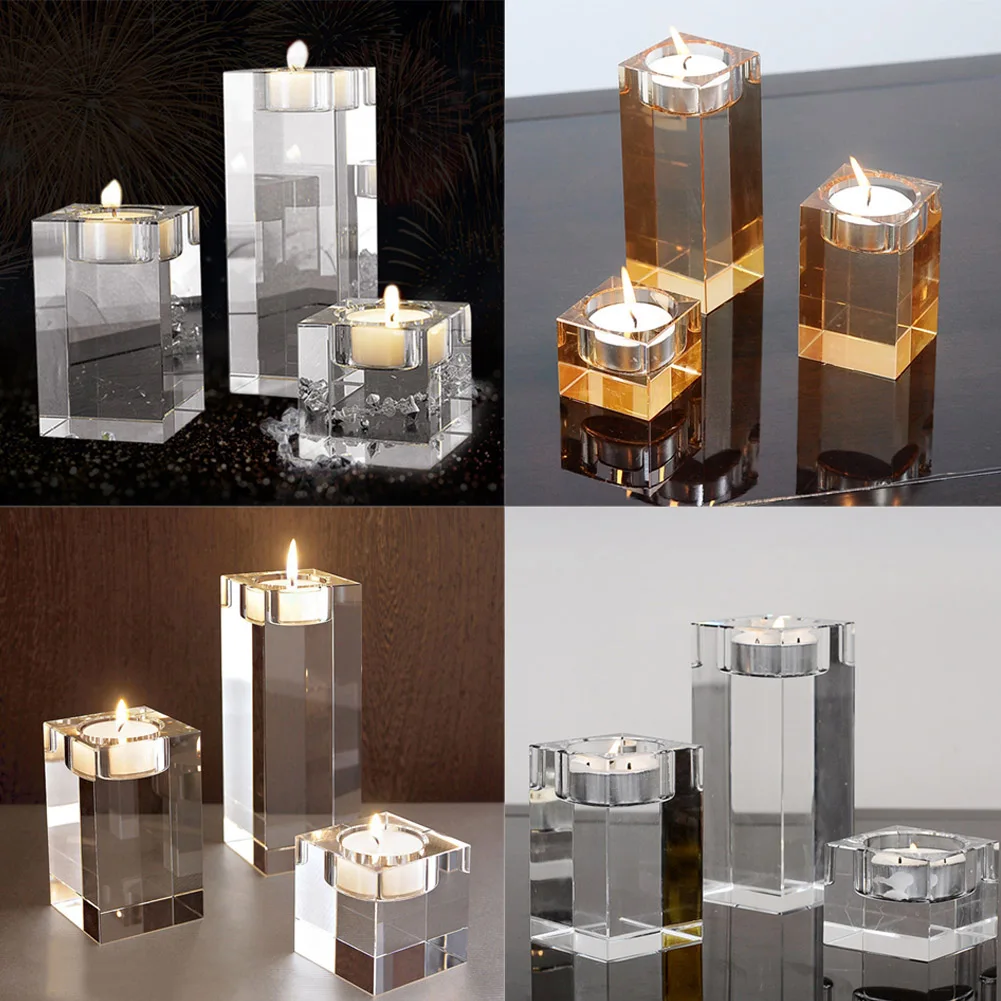 

New Crystal Glass Candle Holder Stick High Temperature European Upscale Dinner Wedding Bar Party Candlestick Table Romantic