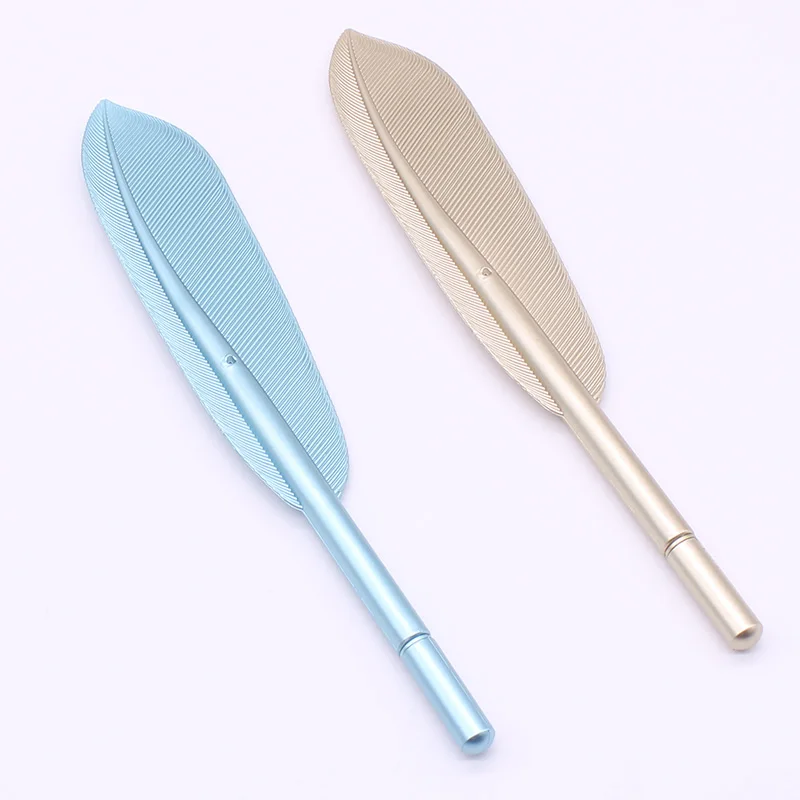 2PCS gold and blue Красивые перьевые гелевые ручки 0,5 мм креативные каваи милые чернила для гелевой ручки ручка подарок школьные офисные принадлежности канцелярские принадлежности - Цвет: 2PCS gold and blue
