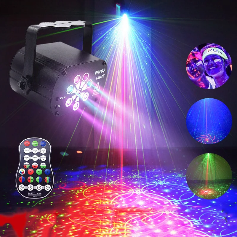 

Mini RGB Disco Light DJ LED Laser Stage Projector Red Blue Green Lamp USB Rechargeable Wedding Birthday Party DJ Mesclador Lamp