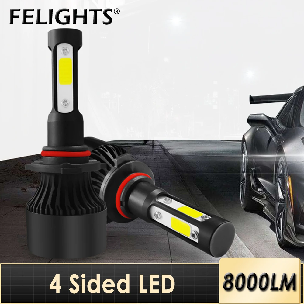 

FELIGHTS H4 H7 H8 H11 H13 LED Headlight 9004 9005 HB3 9006 HB4 9007 360 Degree LED Headlamp High Low Beam Auto Lamps 12V 6000K