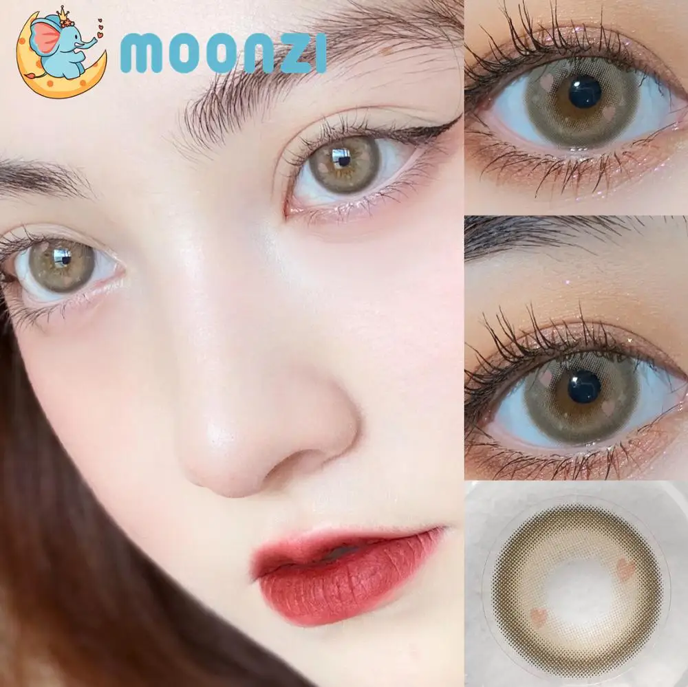 

MOONZI pink love coffee Colored Contact Lenses for eyes Makeup big beautiful pupil yearly 2pcs/pair Myopia prescription degrees