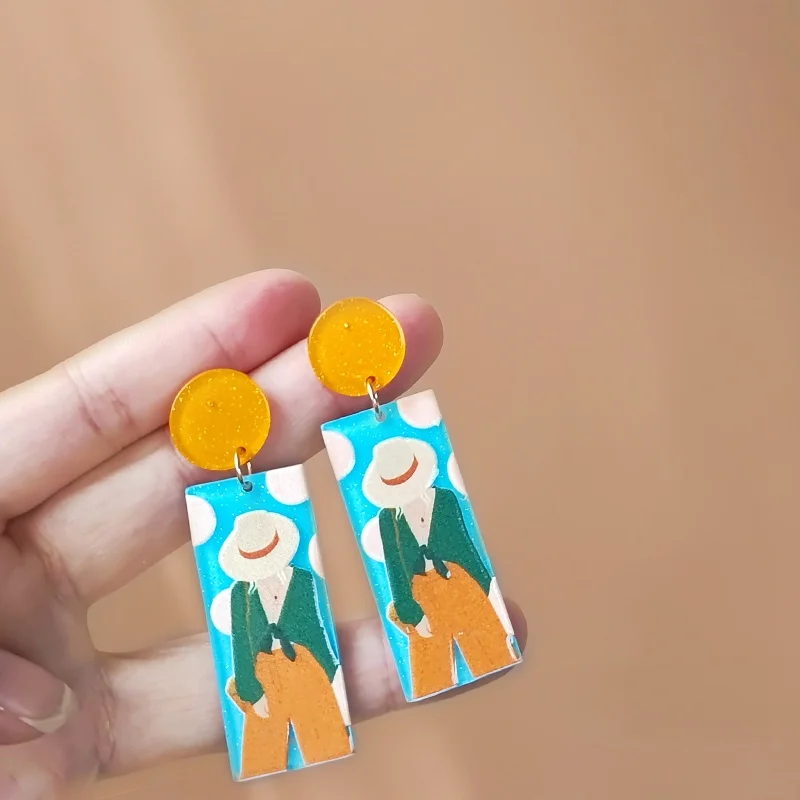 

Mihan S925 needle Delicate Jewelry Resin Earrings 2021 New Design Hot Selling Square Heart Acetate Earrings For Girl Lady Gifts