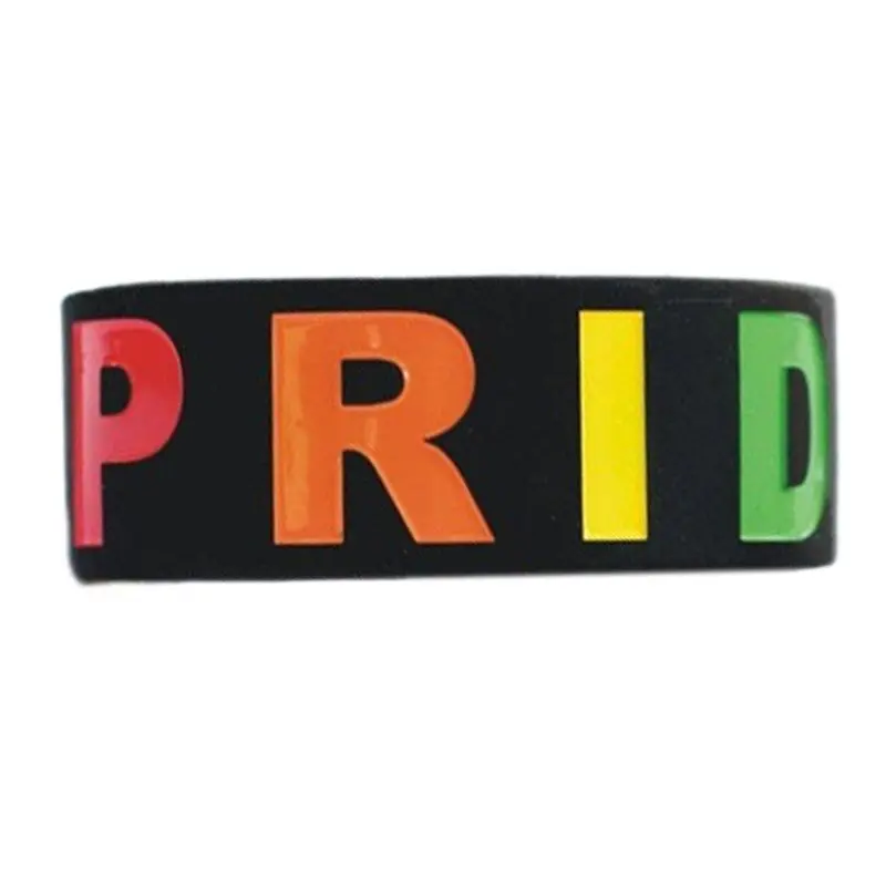 18 Types Unisex LGBT Rainbow Letters Sports Wristband Six-Color Gay Lesbian Pride Silicone Rubber Wristlet Bracelet Party Parade |