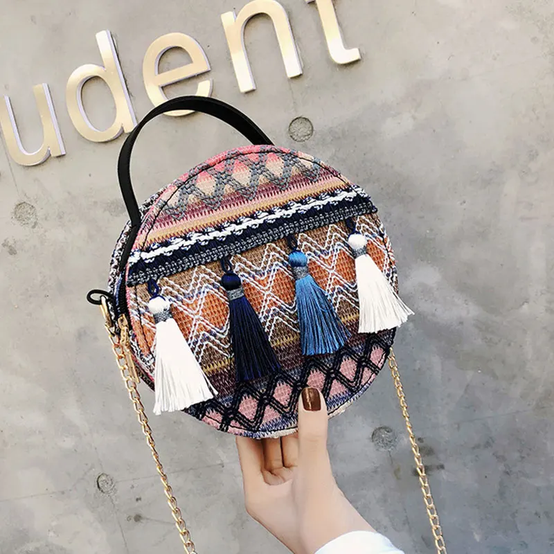 Национальный полосатый Женский кошелек с вышивкой в стиле бохо летние мини-сумки