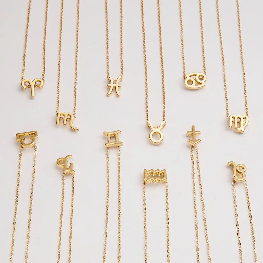 Ожерелье с подвеской стразы из золотого сплава двенадцатью созвездиями 1 шт.