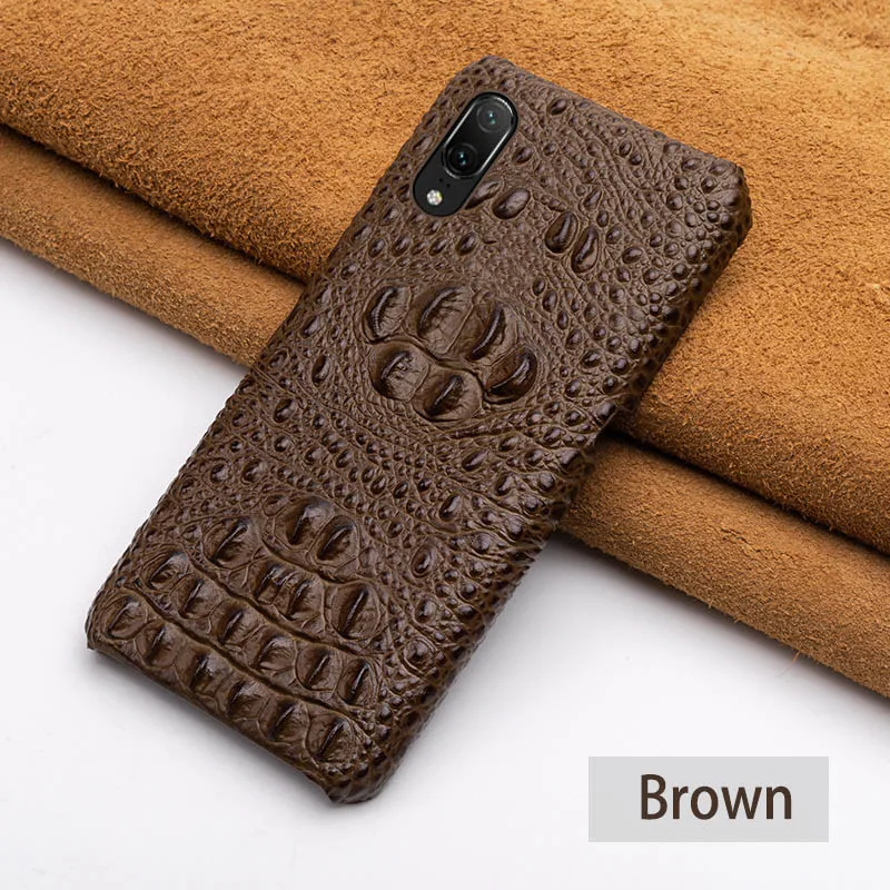 Brown Чехол для телефона для huawei P20 P30 lite Y9 Y6 P Smart Коврики 10 20 Pro головы крокодила текстура чехол для Honor 8X8 9 10 Lite - Цвет: Brown