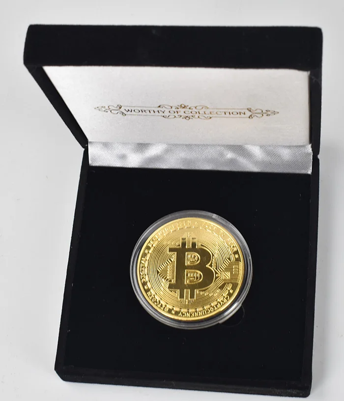 Позолоченные Горячая Распродажа Bitcoin Бит монета монеты с черной подарочной