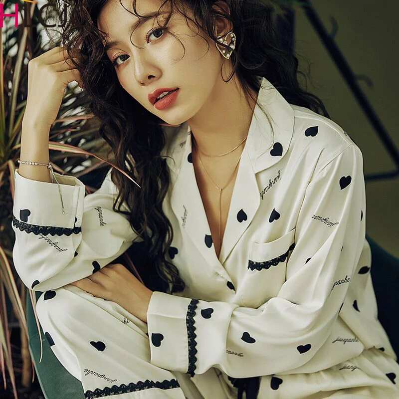 Шелковые пижамные комплекты атласные пижамы для женщин пикантные кружевные с