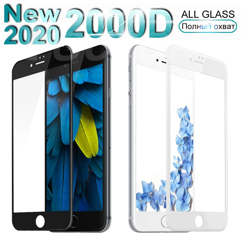 Закаленное стекло 2000D с полным покрытием для iPhone SE 2020 6 6S 7 8 Plus Защитное экрана iPhone7