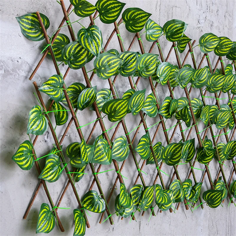 

Artificial Wood Fence Telescopic Plant Fence Hanging Wall Decoration Gardening Courtyard Outdoor Garden Greening Decoration DIY