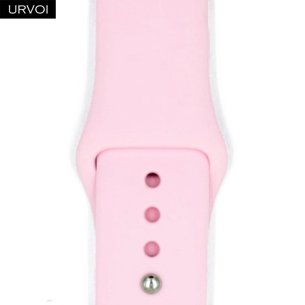 Baby Pink Спортивный ремешок URVOI для apple watch 5, 4, 3, 2, 1, силиконовый ремешок для iWatch 40 мм, 44 мм, застежка на булавке и застежке, новинка, сосновый зеленый - Цвет ремешка: Baby Pink