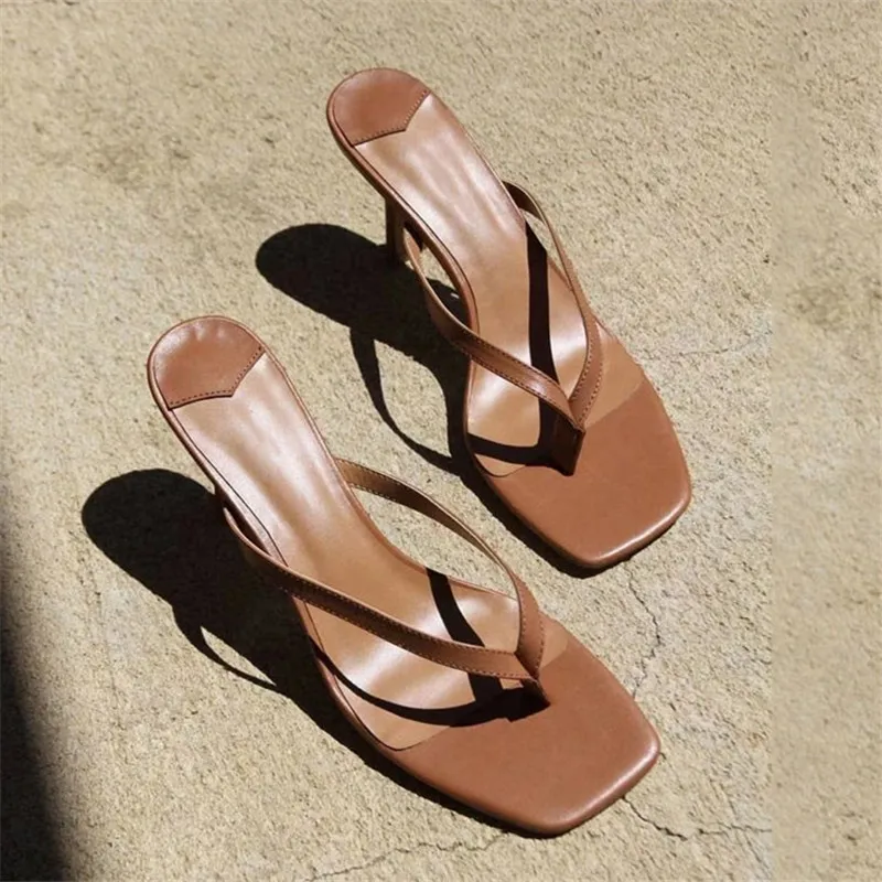 

Sexy T-Strap Flip Flops Thong Sandals Solid Color Versatile High Heels Sandals Summer Cozy Runway Party Open Toe Beach Slippers