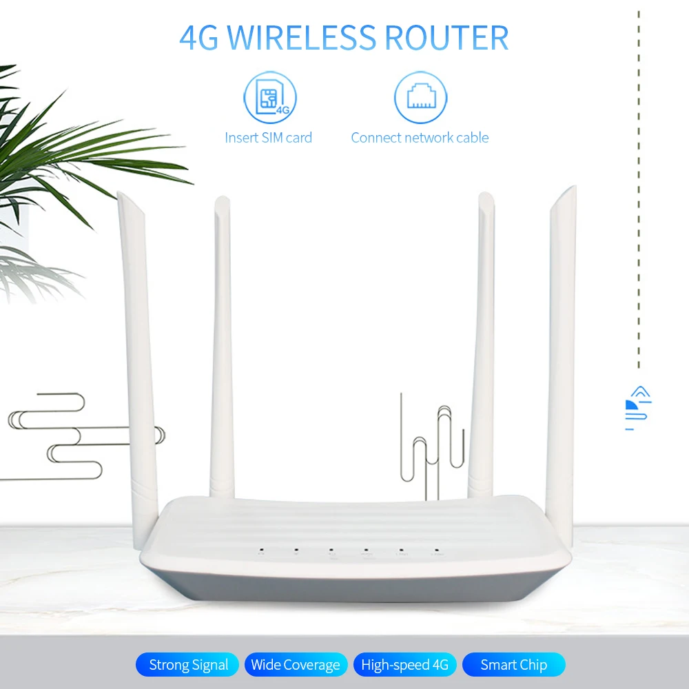 

4G LTE Wireless Router 300Mbps High Power CPE Router with SIM Card Slot External Antennas Strong Signal wifi adapter EU Version