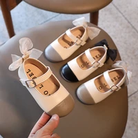 girls princess shoes autumn 2021 new childrens soft soled leather shoes shallow mouth baby bow knot single shoes fashion sweet