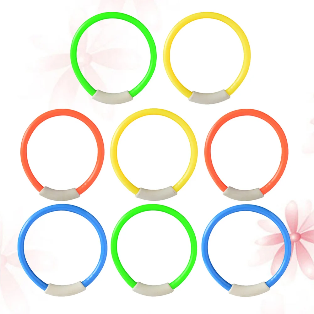 

8pcs Diving Ring Underwater Swimming Grab Ring Diving Training Accessory for Kid Child Boy Girl (Random Color)