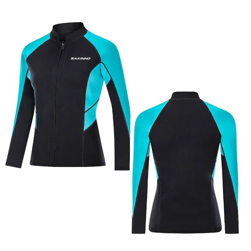 

Womens 2mm Neoprene Long Sleeve Jacket Front Zipper Wetsuit Top or Bottoms for Scuba Diving Surf Swimming Snorkel Suit Men Pants