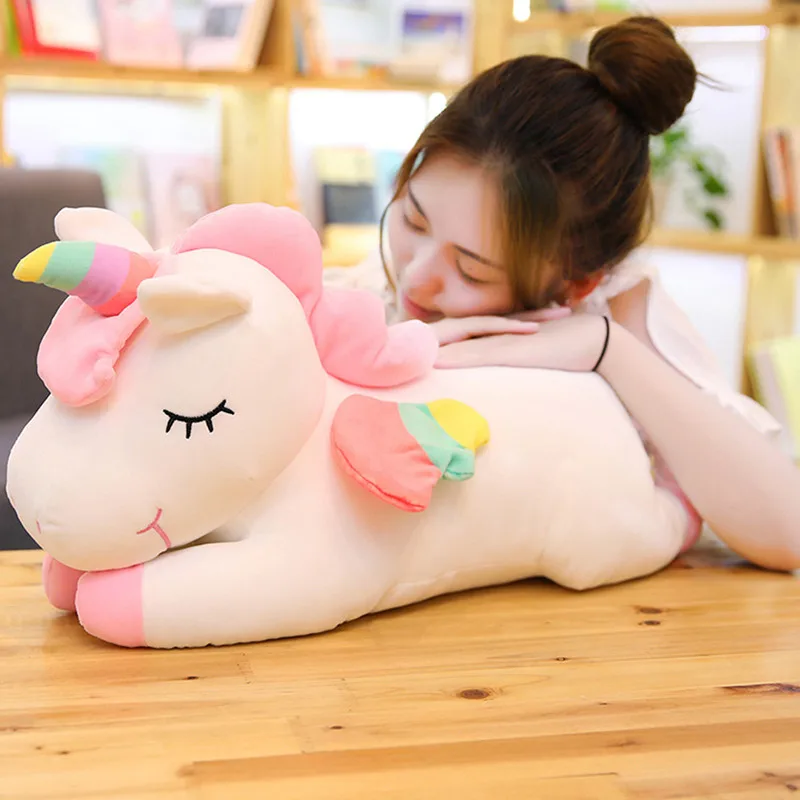 Горячая продажа 25 80 см Kawaii Белый Розовый Единорог плюшевые игрушки мягкие куклы
