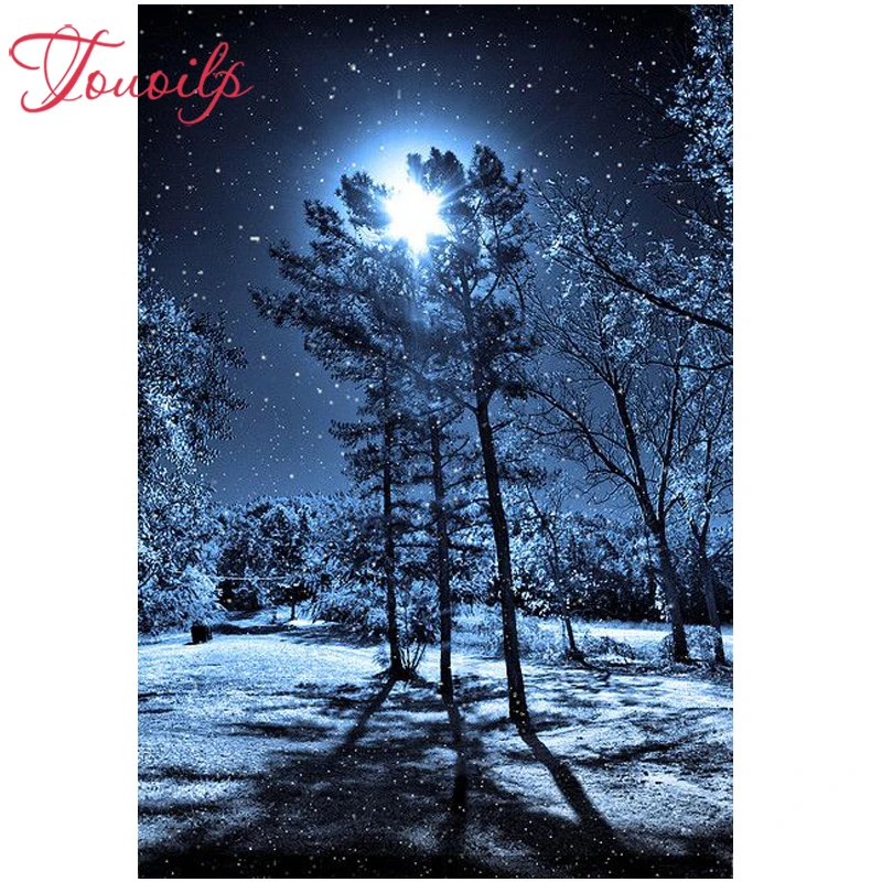 

Full Drill Square Diamond 5D DIY Diamond Painting"Forest snow scene"Diamond Embroidery Cross Stitch Rhinestone Mosaic Painting