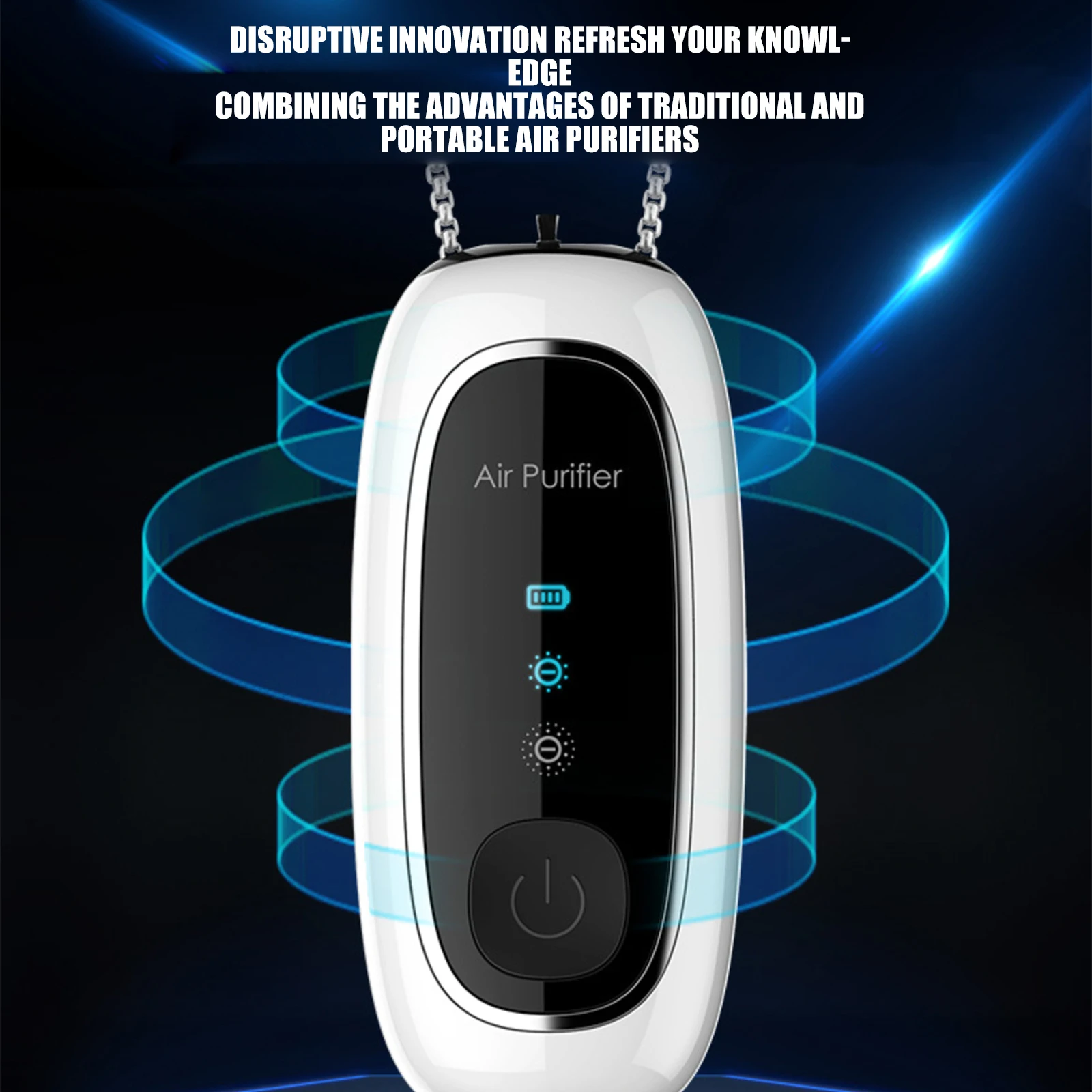 

Hanging Air Purifier Adjustable Modes Chain Mute Wearable Negative Ion Generator Neck Air Freshener Ionizer Negative Necklace