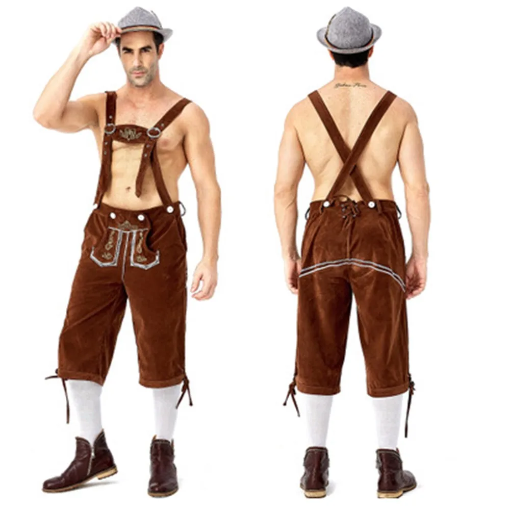 Традиционный немецкий пивной мужской костюм Oktoberfest Bavarian Deluxe Lederhosen шорты на