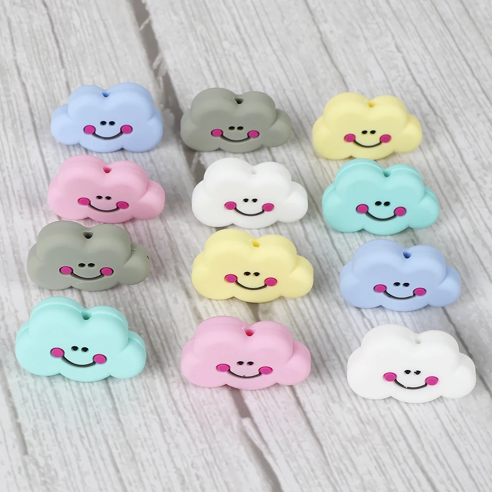 TYRY.HU-Mini mordedor de nube de dibujos animados para beb&eacute;, juguete de dentici&oacute;n masticable, collar de cuentas de silicona de grado alimenticio, accesorios, 6 uds.-3
