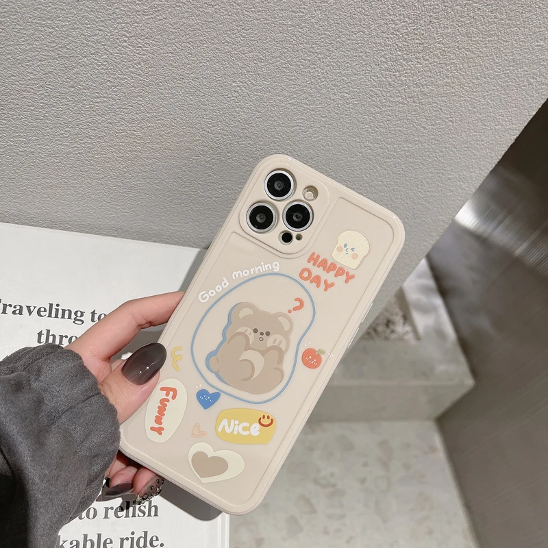 

SJJING Applies To Apple 11/11 Pro Case XR Full Pack Color Painting Original Cartoon Bear