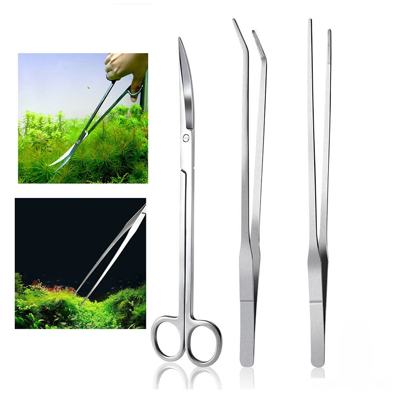 

3/5pcs Aquascaping Fish Tank Aquatic Plants Long Tweezers Scissors Stainless Steel Maintenance Tool Aquarium Tank Tools Kit