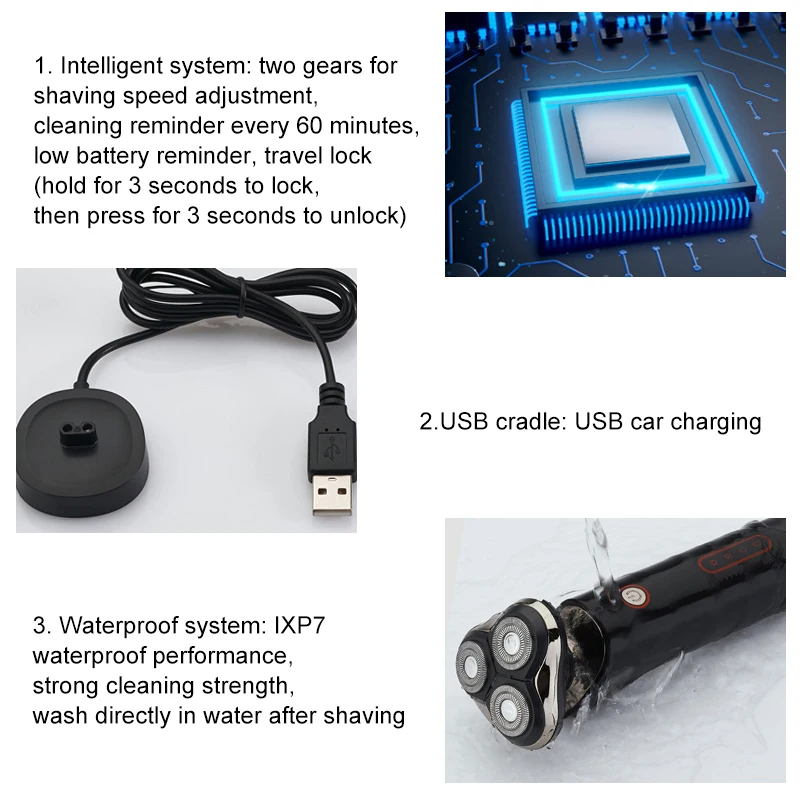 Электрическая бритва 3D триммер для бороды USB перезаряжаемая мужчин | Бытовая