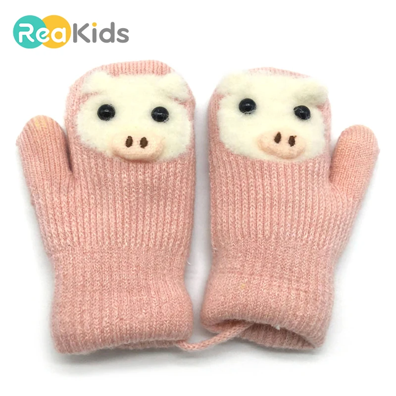 REAKIDS, новые детские перчатки, зимние толстые детские варежки, теплые шерстяные детские варежки, Хлопковые вязаные детские перчатки, варежки для мальчиков и девочек