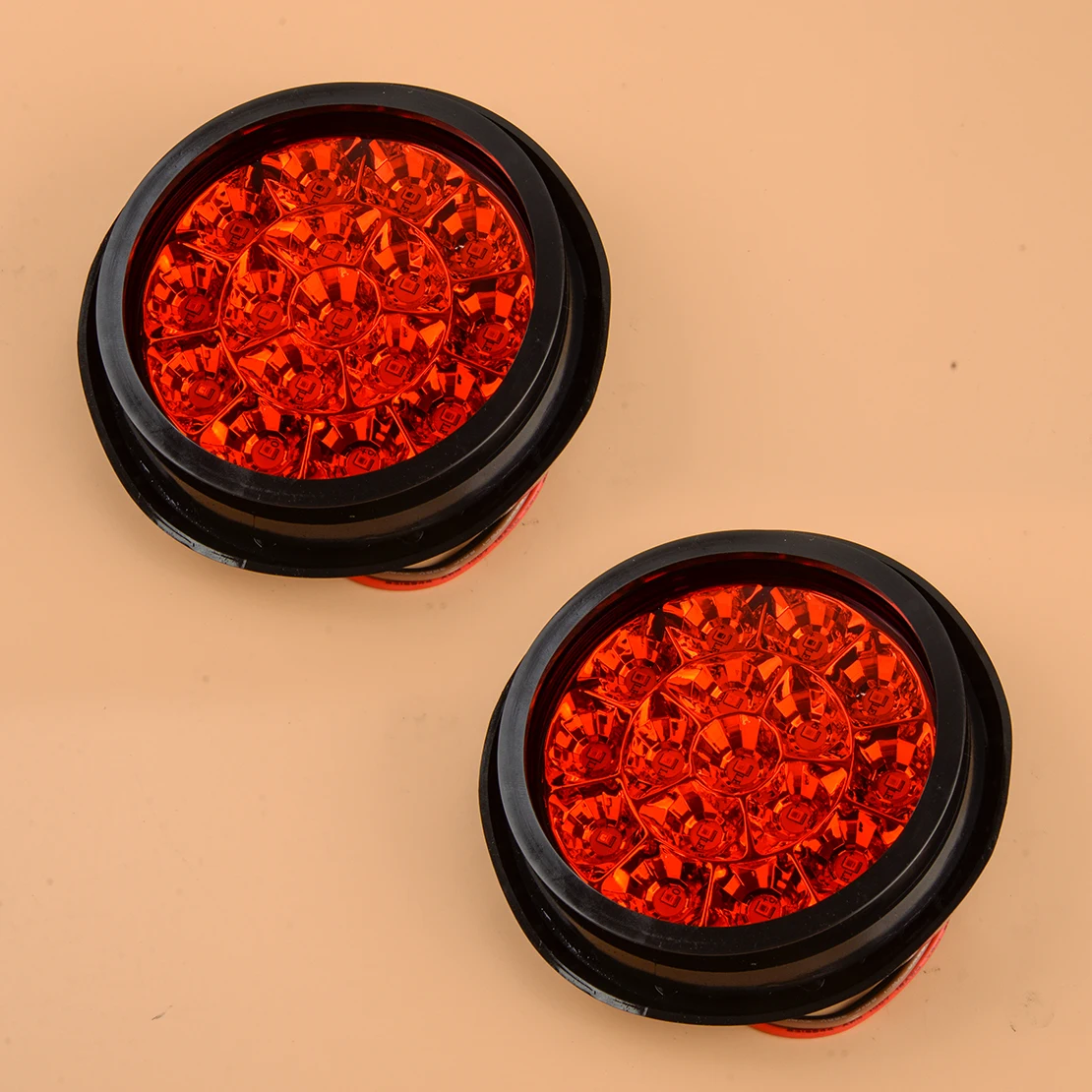 

2Pcs Universal 16LEDs Red Round Marker Light Clearance Stop Brake Indicator Tail Lamp Grommet 3W 12V Fit For Car Truck Trailer