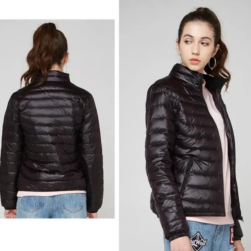 Женский тонкий белый пуховик длинная Базовая теплая парка с капюшоном