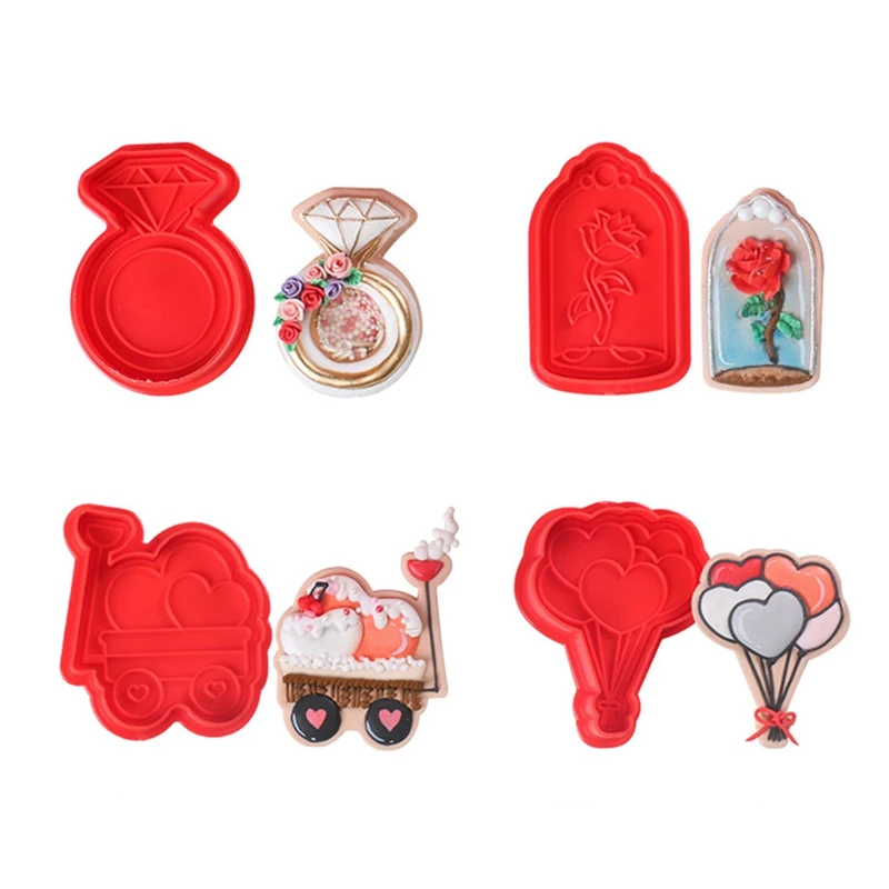 

4Pcs/set Sugarcraft Cookie Cutters Lover Rose Flower Spring Biscuit Fondant Cutter Set Mould Wedding Cake Decorating Tools
