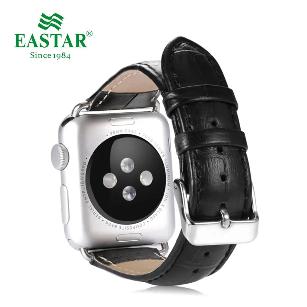 Eastar Лидер продаж кожаный ремешок для наручных часов Apple Watch, версии 5 Группа серии 3/2/1, спортивный кожаный браслет, 42 мм, 38 мм, ремешок для наручных часов iwatch, ремешок - Цвет ремешка: Black