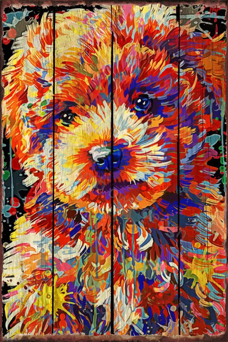 

Poodle Art Tin Plates Wall Decor Room Decoration Retro Vintage Metal Sign Tin Sign For Art Pub Home Club Man Cave Cafe