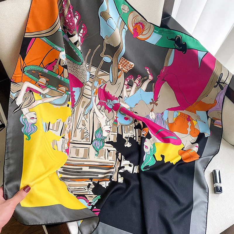 

Designer Fashion New cashew nuts Scarves Women's Folar Classic Geometric Totem Scarves 90x90cm Square Scarves Headscarves