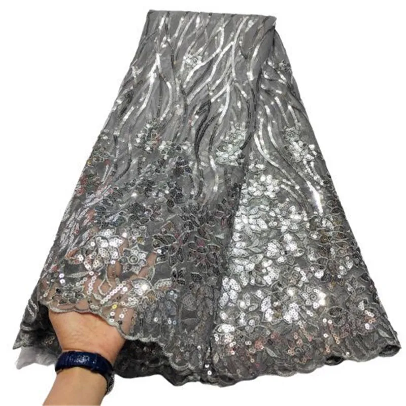 

Grey/ silver French Tulle Lace Fabric Latest African Lace Fabric High Quality Sequins Lace for Nigeria Wedding Dress red