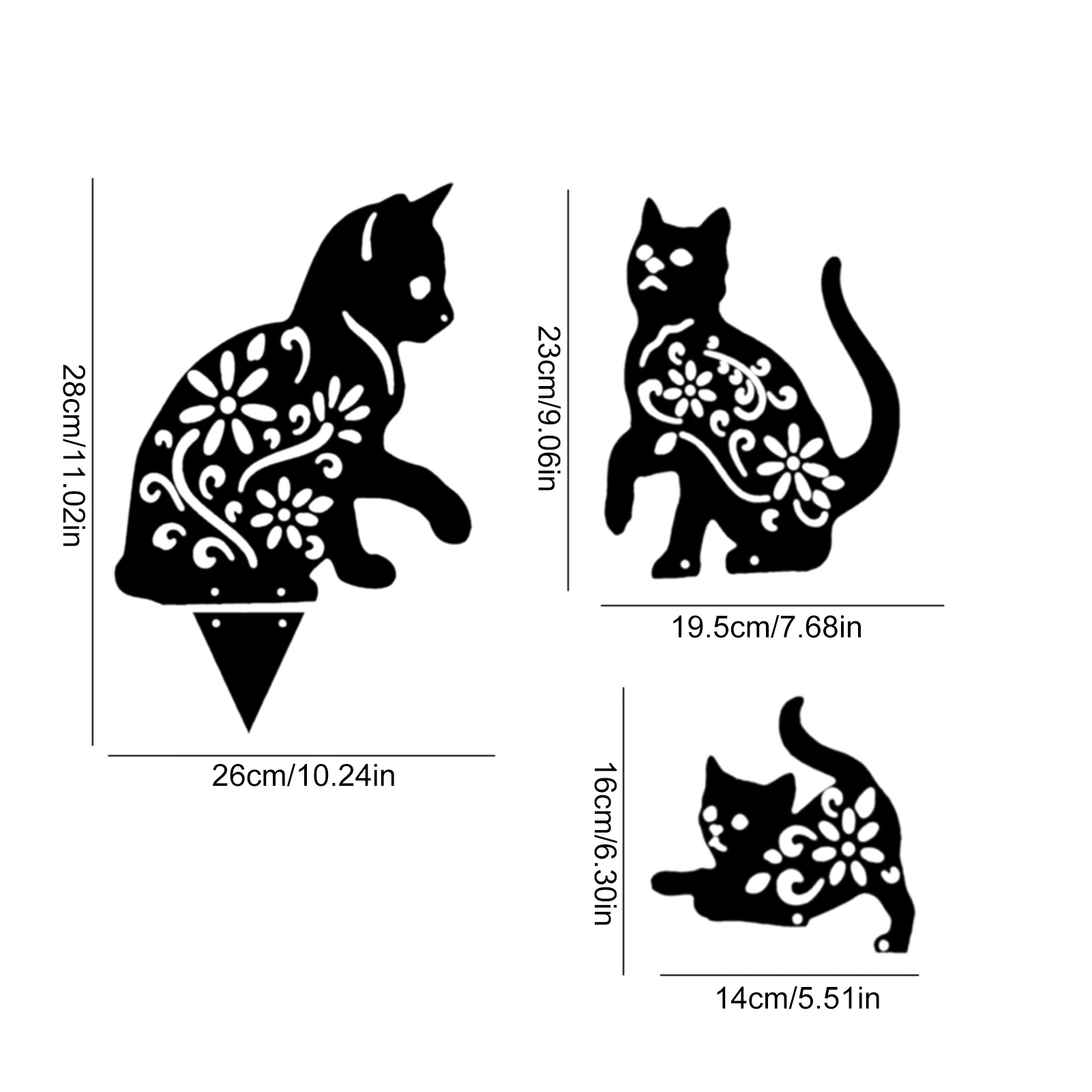 

3PCS Playing Animals Garden Sculpture Ornament Metal Cat Inserting Cards Lawn For Home Decoration Animal Yard Lawn Garden Decor