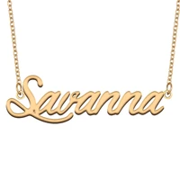 savanna name necklace for women stainless steel jewelry gold plated nameplate pendant femme mother girlfriend gift