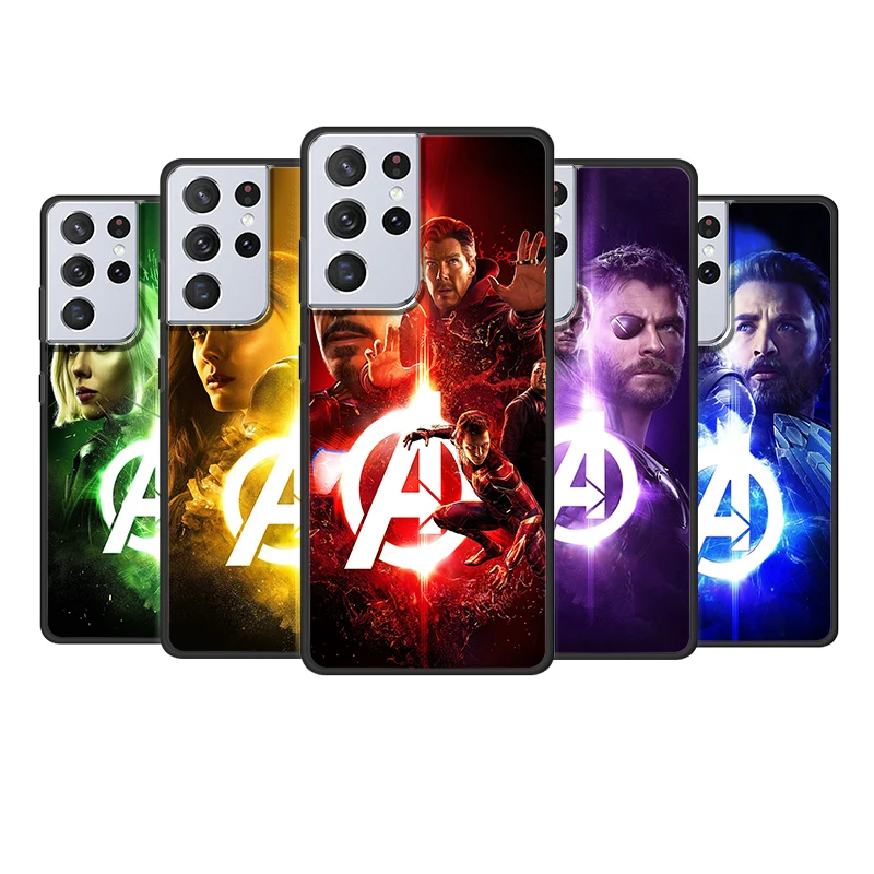 

Marvel Avengers Hero colorful for Samsung Galaxy S21 S20 FE Ultra Plus S10 S9 S8 S7 S6 Edge 5G Silicone Black Soft Phone Case