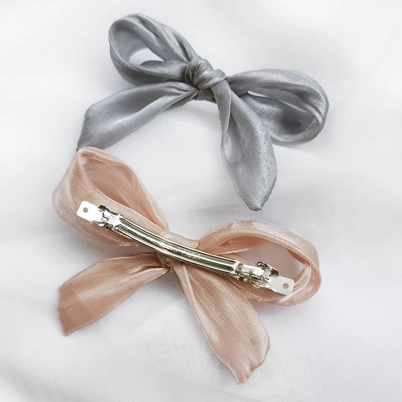 Корейский стиль новый бант Vogue двухслойная шелковая шпилька Han тип газовая