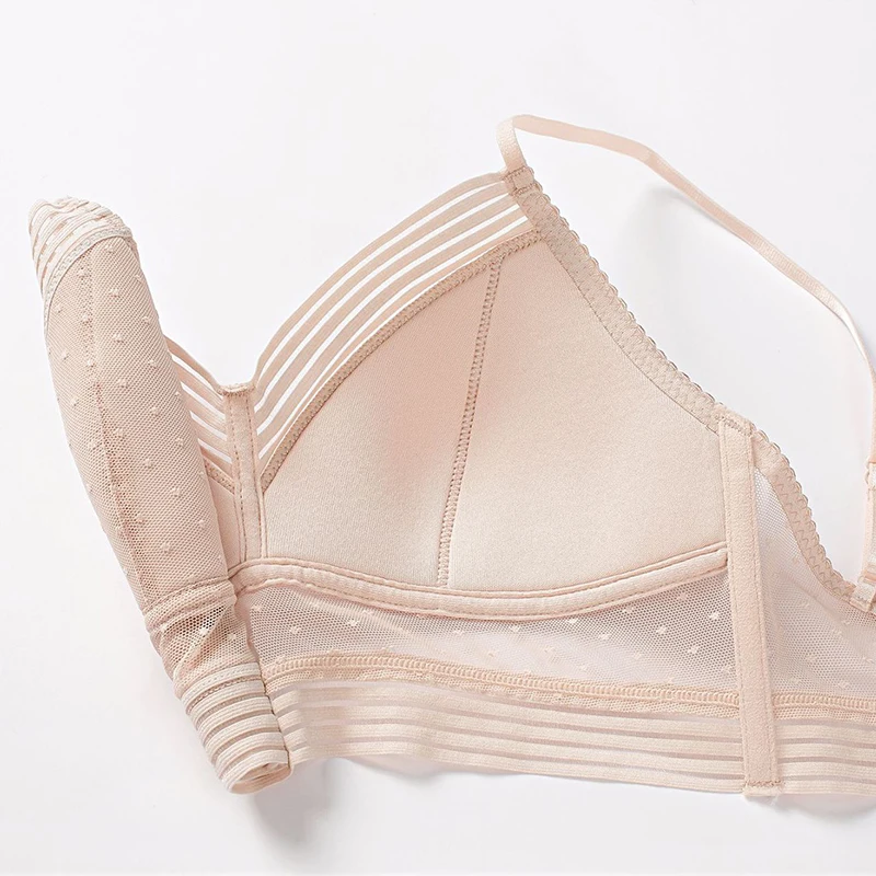 

Wireless Sexy Translucent Polka Dot Mesh Bra Push up Seamless Underwear Thin Plus size Comfortable Cup Bralett top