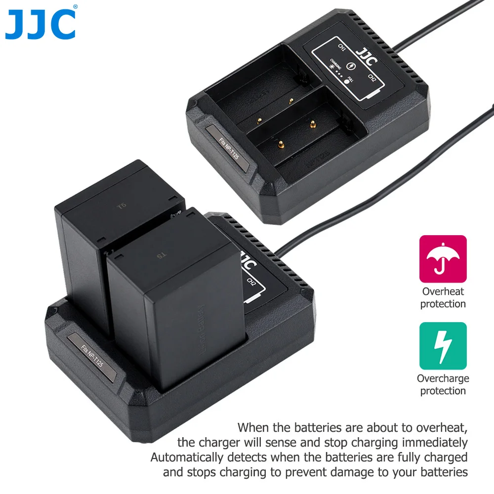 JJC USB двойное зарядное устройство для Fujifilm GFX 100 50S 50R камера заменяет Fuji NP-T125