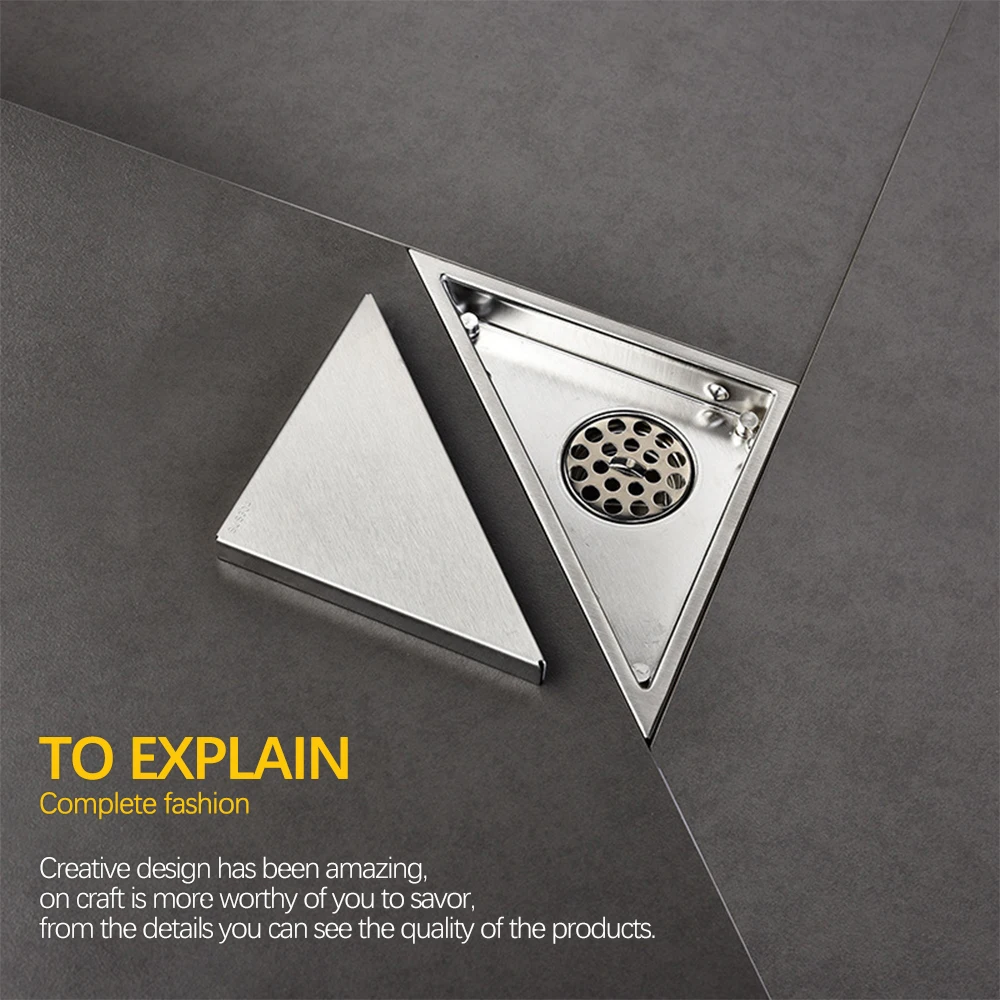 

Stainless Steel Shower Floor Drain Deodorant Triangle Drain Hair Invisible Stopper for Toilet Bathroom Balcony