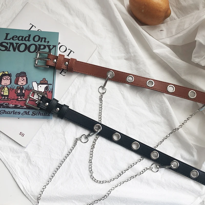 Модный женский ремень INS модный широкий в стиле панк с металлической цепочкой и