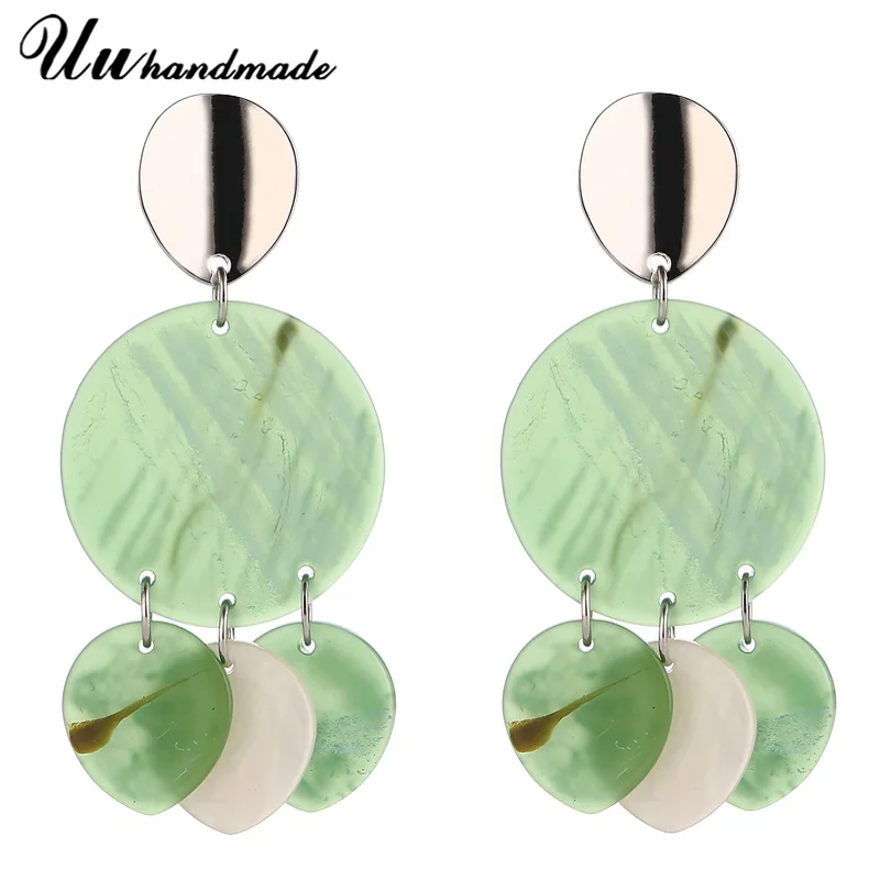 Богемные овальные акриловые серьги с кисточками для женщин винтажные круглые