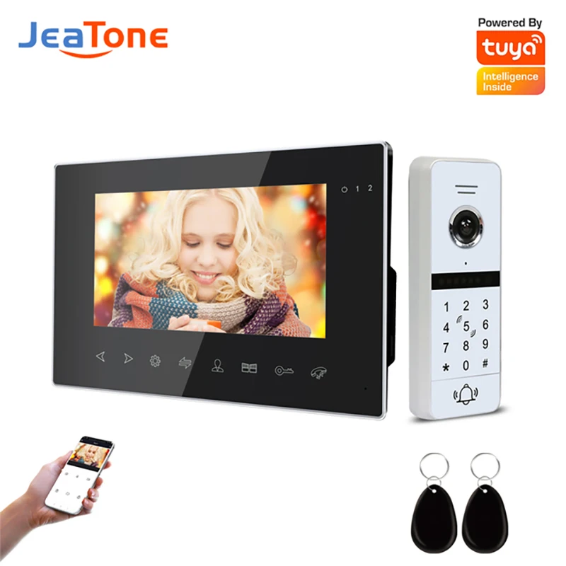 Jeatone 7Inch WiFi Wireless Video Intercom System For Villa&Apartment Interphone Password Access Control AHD Video Doorphone
