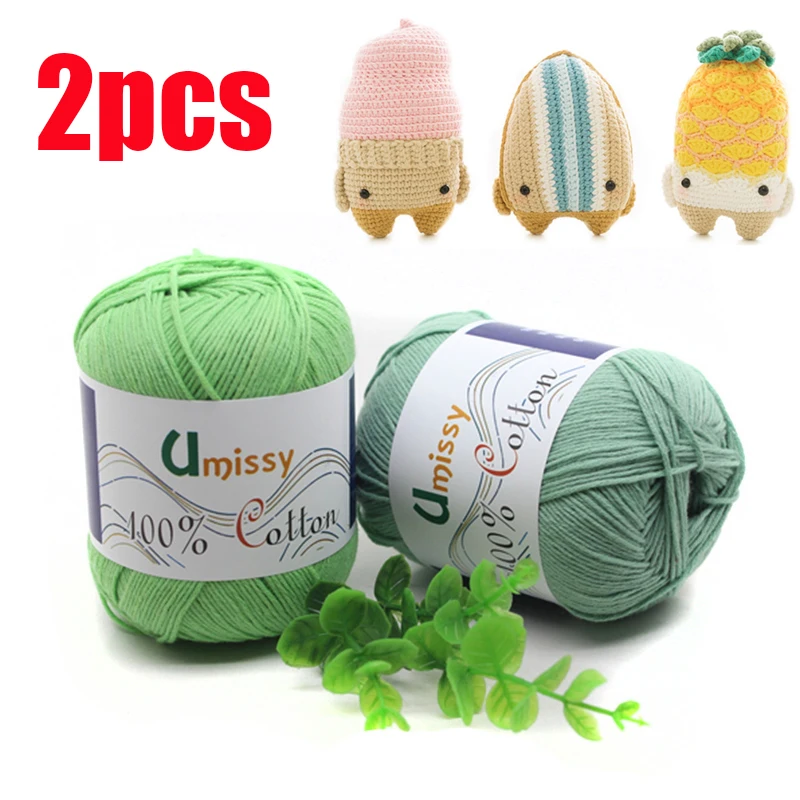 2 шт. пряжа хлопок 100% Хлопок Вязание Пряжа для Вязания Пряжи Мягкие Плавные