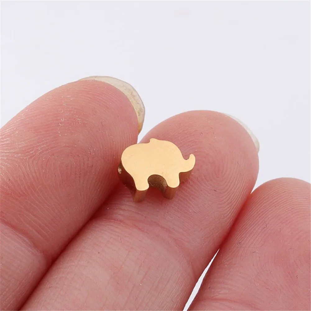 5 шт./лот полированные шармы в виде слона из нержавеющей стали с животными для