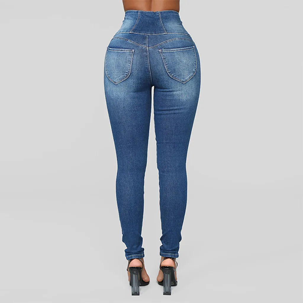 2019 женские осенние эластичные свободные джинсы с дырками повседневные